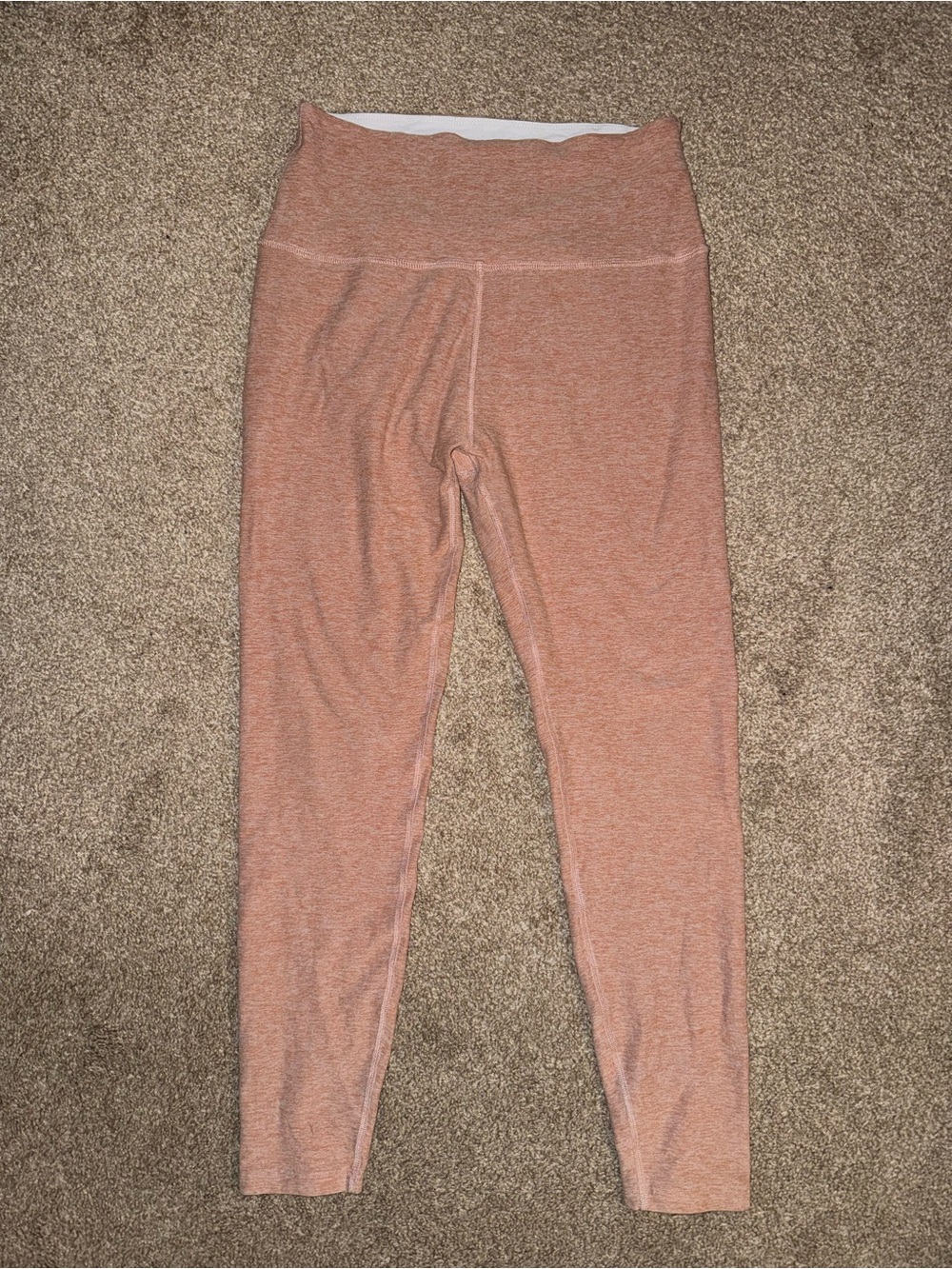 Beyond Yoga Spacedye Caught in the Midi High Waisted Leggings — Heathered Peach